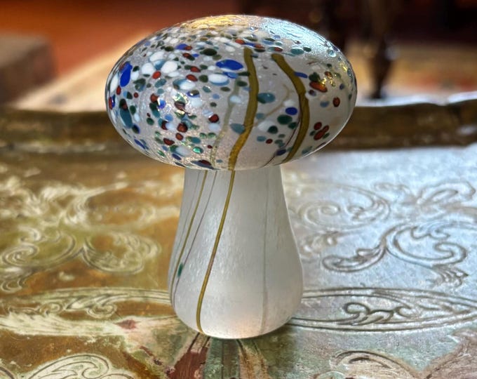 Vintage Isle of Wight Studio Glass Meadow Garden Poppy Mushroom 1980s