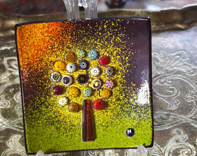 Ercole Moretti Murano Glass Tree Dish Murrine Millefiori Signed M Cane Italy 9cm