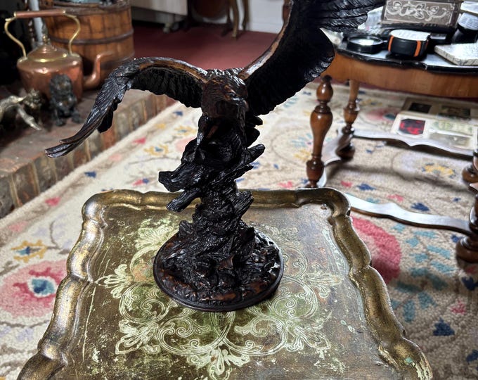 Vintage Eagle Sculpture Bronze Effect Composite Bird of Prey Statue 32cm