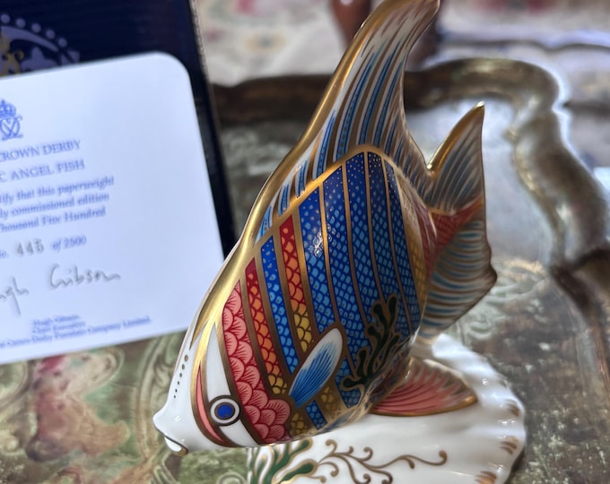 Royal Crown Derby Pacific Angel Fish Paperweight Ltd Edition 445/2500 Box & Certificate
