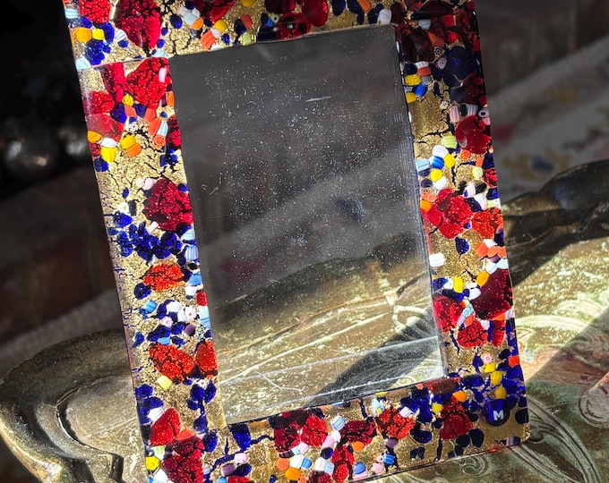 Ercole Moretti Murano Glass Photo Frame Millefiori Murrine Gold Italy 17cm