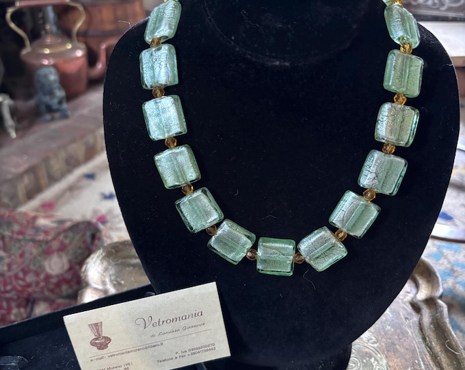 Authentic Murano Glass Necklace: Vetromania Venezia Silver Foil Beads (Box & Provenance)