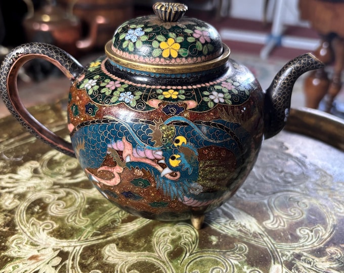 Antique Japanese Cloisonné Dragon Teapot | Late Meiji Period c.1890–1910