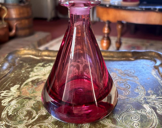 Andrew Sanders Signed Ruby Red British Studio Art Glass Vase