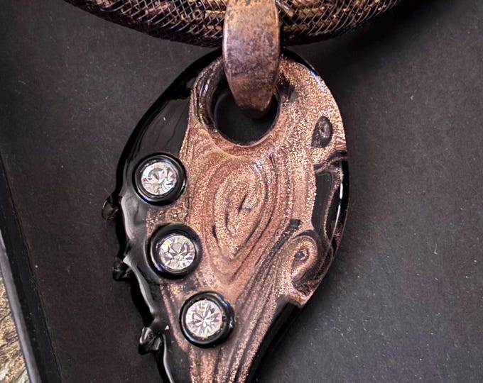 Avant Garde Murano Glass Statement Necklace Signed Carrer Wearable Art Gothic Couture