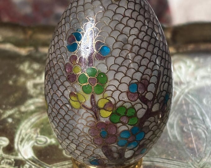 Vintage Chinese Plique à Jour Enamel Egg Floral Cloisonné Translucent 7.5cm