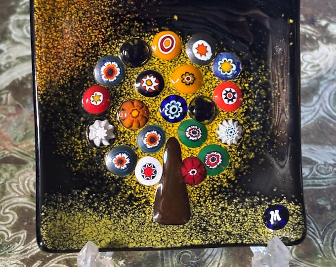 Murano Millefiori Glass Plaque – Ercole Moretti Tree Panel, Venetian Art Glass