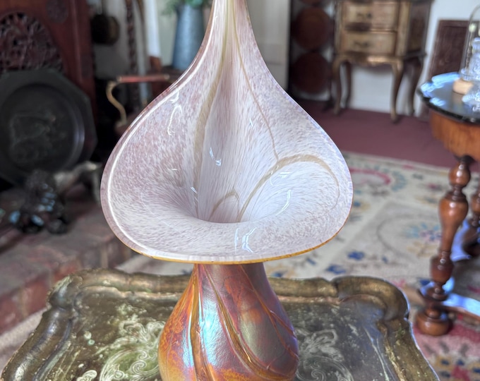 Large Alum Bay Glass Vase | Hand Blown Iridescent Calla Lily Sculpture