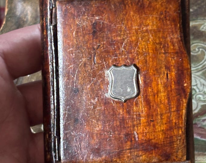 Antique Victorian Wooden Book Trinket Box | Miniature Faux Book Desk Decor