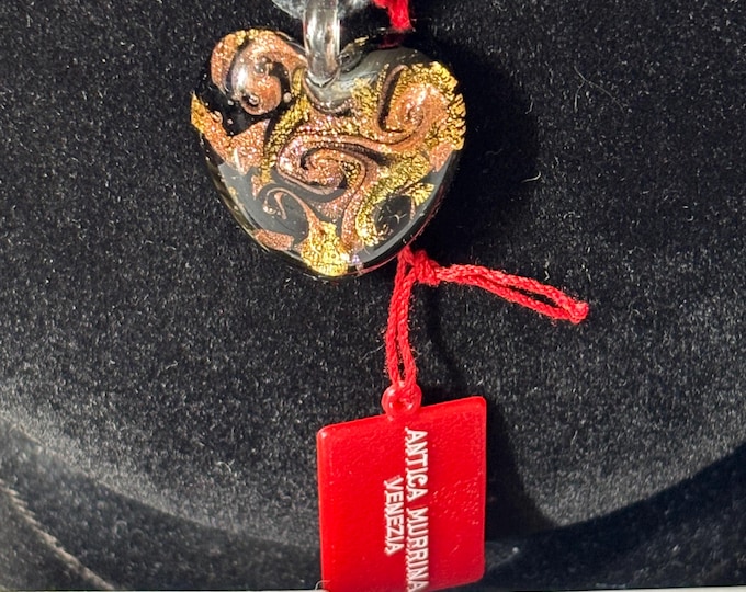Vintage Antica Murrina Venezia Passione Murano Glass Heart Pendant Necklace Boxed