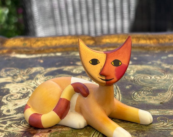 Goebel Rosina Wachtmeister Cat Figurine Signed Ceramic Art Cat Sculpture Collectible
