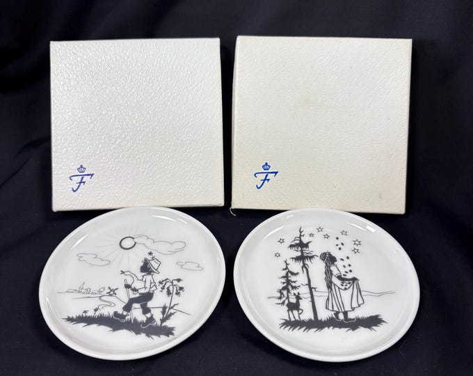 Vintage Fürstenberg Porcelain Dishes, West Germany, Anniversary Mark, Woodland Scene
