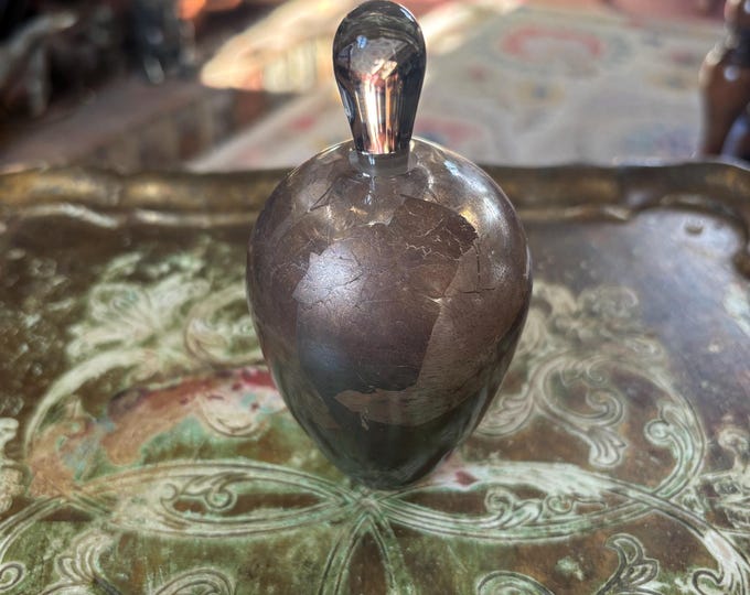 Adam Aaronson 1999 Signed Iridescent Studio Glass Perfume Bottle with Stopper