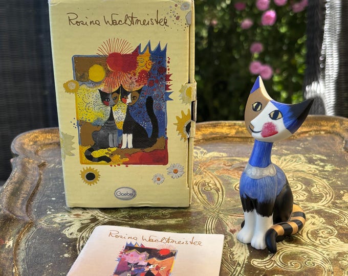 Rosina Wachtmeister Angelo Cat Figurine with Original Box & Booklet – Goebel Ceramic Collectible