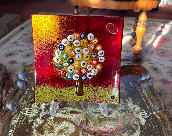 Ercole Moretti Murano Glass Tree Dish Murrine Millefiori Signed M Cane Italy 15cm