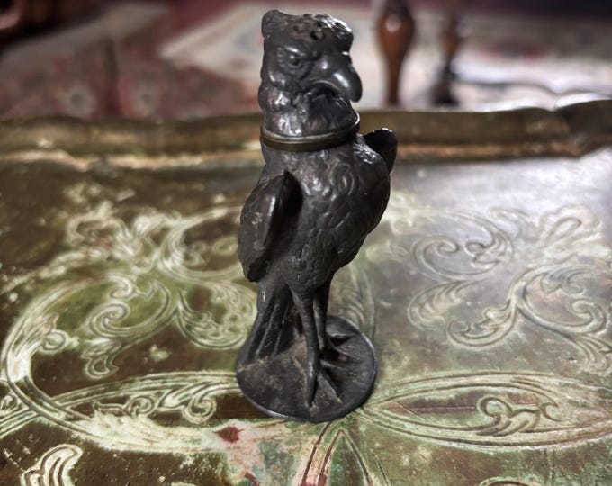 Antique c.1900-1930 Continental Patinated Bronze Eagle Novelty Pepperette / Pepper Shaker