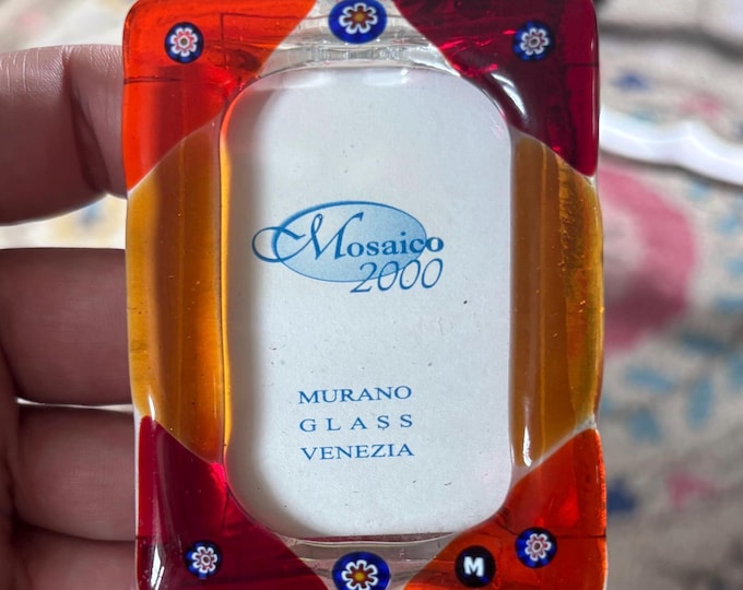 Vintage Murano Glass Mini Photo Frame Ercole Moretti M Cane Millefiori Venezia