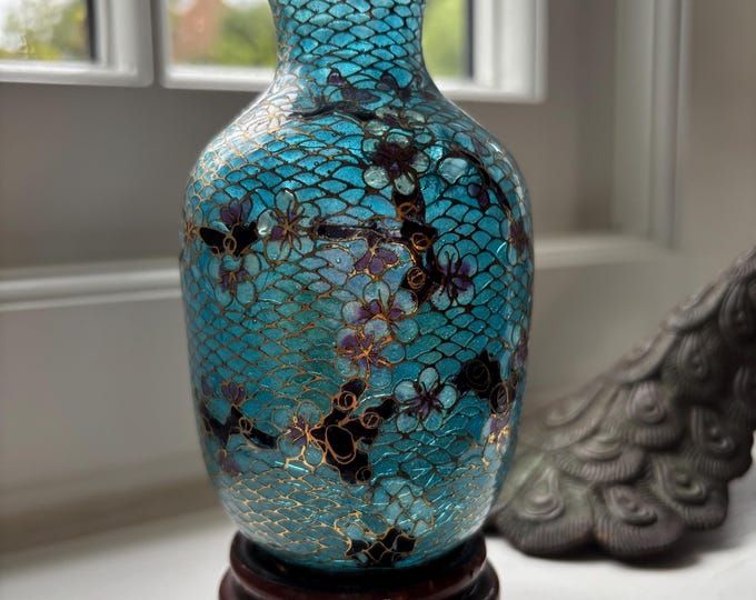 Japanese Plique-à-Jour Cloisonné Enamel Vase Early 20th Century Floral 13cm