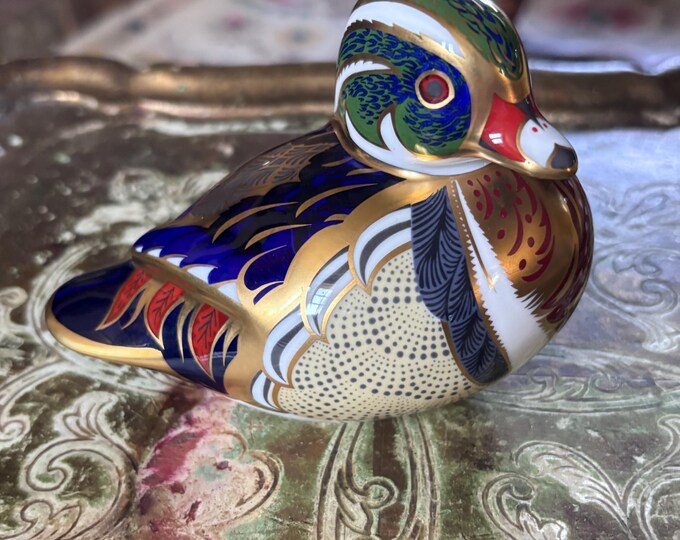 Royal Crown Derby Carolina Duck Paperweight, Fine Bone China, 22ct Gold, England
