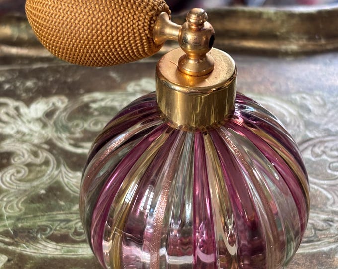 Vintage La Formosa Murano Glass Perfume Atomiser Pink Aventurine Italy 9.5cm