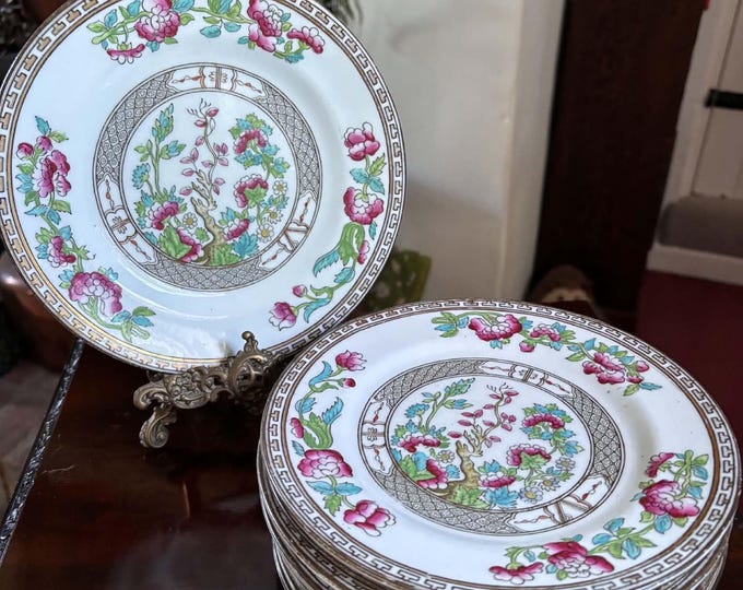 Antique Anchor China Side Plates Set of 10 S.B. & S. Harrods London Indian Tree