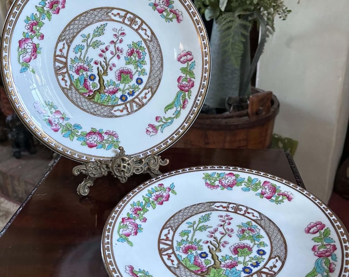 Vintage Bridgwood Indian Tree Cake Plates Pair 22cm Harrods London England