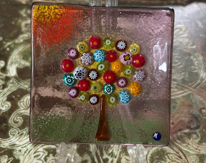 Ercole Moretti Murano Glass Tree of Life Dish Millefiori Murrine M Cane Italy