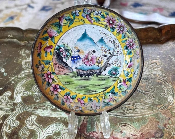 18th Century Chinese Canton Enamel Dish, Qianlong Period, Painted Copper