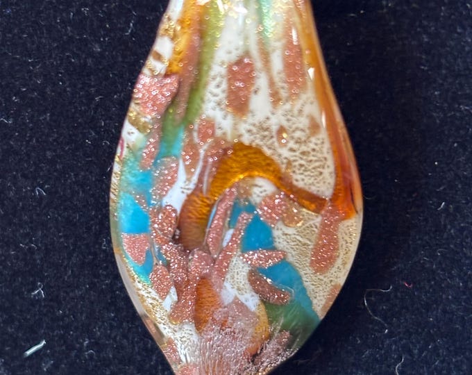 Vintage Murano Glass Pendant Necklace Aventurine Art Glass Venetian Jewellery