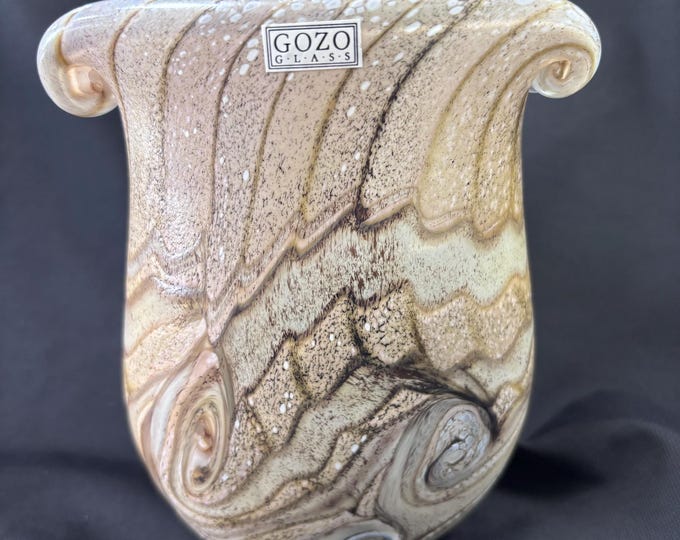 Signed Gozo Glass Malta Art Vase | Hand Blown Studio Sculpture, Organic Coastal Design