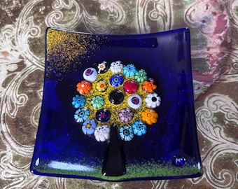 Murano Millefiori Glass Plaque – Ercole Moretti Tree Panel, Venetian Art Glass