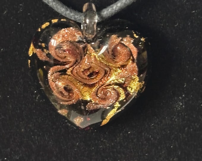 Vintage Antica Murrina Venezia Passione Murano Glass Heart Pendant Necklace Boxed