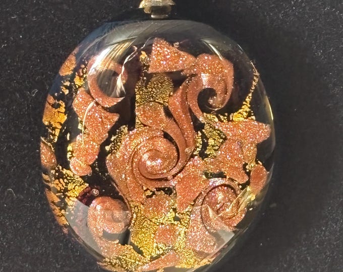 Antica Murrina Venezia Murano Glass Pendant Necklace Gold Copper Foil Italian Jewellery