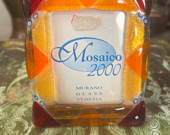 Vintage Mosaico 2000 Murano Glass Photo Frame Venetian Millefiori Amber Red 12cm