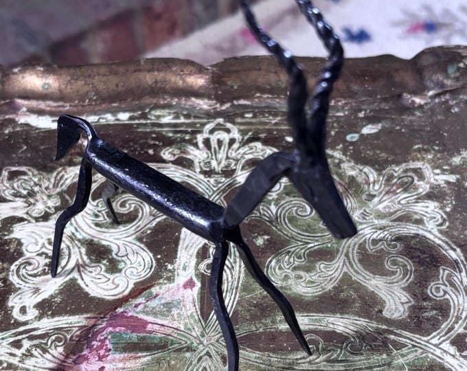 Hand-Forged Iron Antelope Sculpture | Brutalist Mid-Century Metal Gazelle Figure