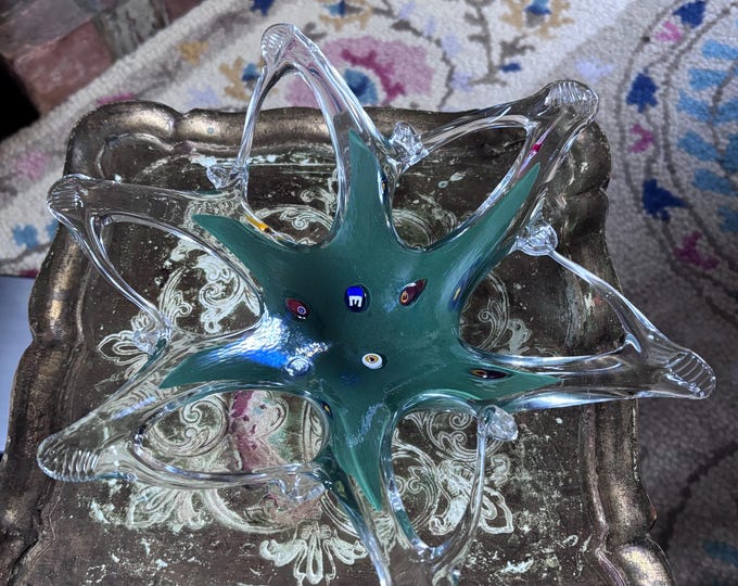 Vintage Murano Art Glass Starburst Bowl: Possible Ercole Moretti Millefiori Centrepiece