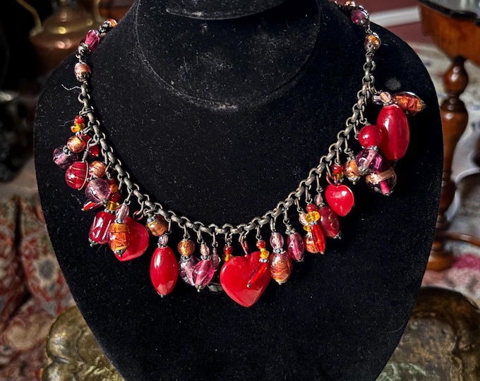 Antica Murrina Venezia Murano Glass Heart Charm Necklace | Italian Lampwork Statement Jewellery (Boxed Gift)