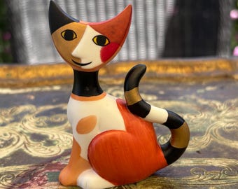 Goebel Rosina Wachtmeister Cat Figurine, Metallic Porcelain