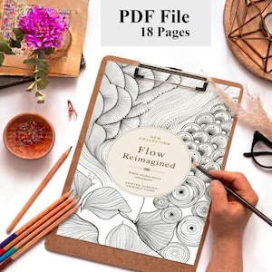 Exercices de dessin Zentangle, feuilles de travail à reproduire, cahier d'exercices à imprimer, art de la pleine conscience, téléchargement PDF