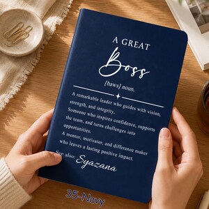 Personalisiertes Notizbuch „Definition eines großartigen Chefs“, Geschenk zur Wertschätzung von Führungskräften, Dankeschön-Notizbuch für Manager, Geschenk für Mentoren, Geschenk für Unternehmer