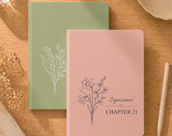 Personalized 21th Birthday Gift, Chapter 21 Name Journal, Birth Flower Notebook, Twenty-one Gift for Women Men Sister Best Friend Bestie
