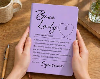Personalized Boss Lady Notebook, Boss Lady Definition Journal, Business Owner Gift, Gift for Her, Coworker Appreciation, Female Mentor Gift