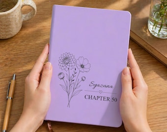 Personalized Fifty Birthday Gift, Custom Birthday Month Flower Notebook, Chapter 50 Name Journal, Personalized 50th Birthday Gift for Her