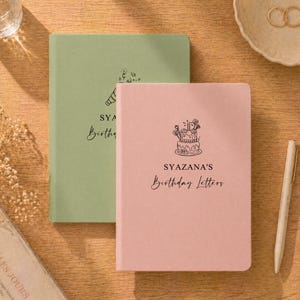 Boek verjaardagsbrieven, gepersonaliseerd herinneringsverjaardagboek, kraamcadeau, aangepast notitieboekje ouder van peuter kinderen aandenken dagboek