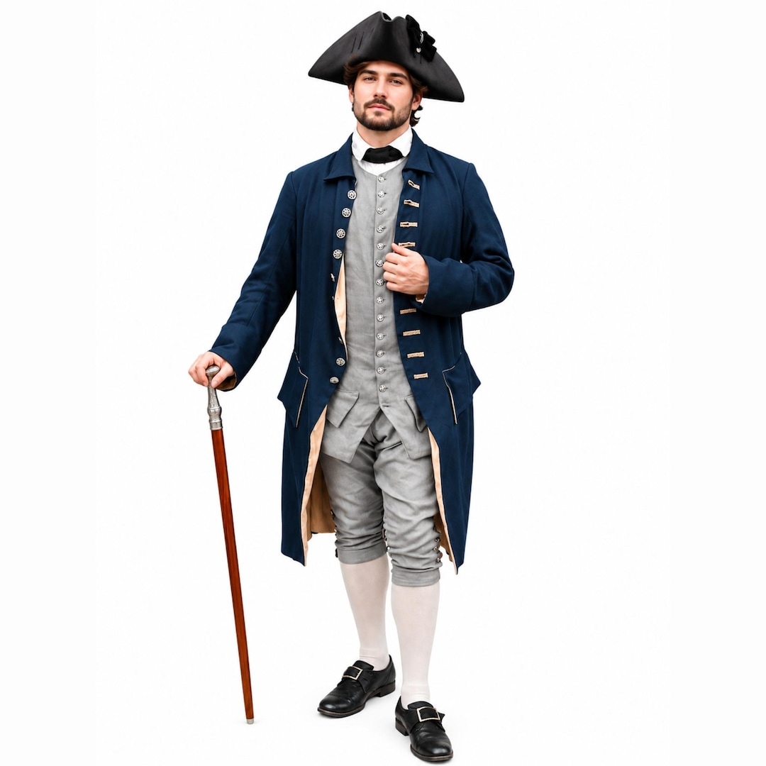 18th Century Colonial Wool Suit for Men | Historical Reenactment Coat ...