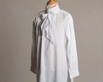 Camisa y corbata de algodón de corte recto estilo Regencia / Camisa histórica de poeta victoriano / Blusa romántica gótica de pirata renacentista para hombre