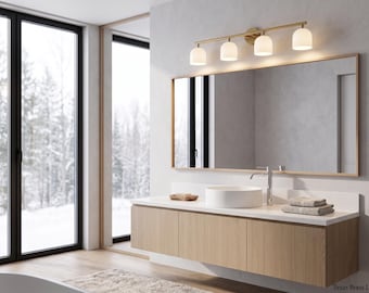 Modern 4-Light Bathroom Vanity Light – Mid Century Wall Sconce for Mirror, Powder Room & Hallway