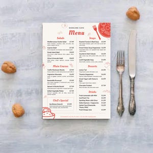 Restaurangmenymallpaket, elegant Canvasmenydesign, utskrivbar meny för finrestaurang, anpassningsbar matmeny, digital nedladdning