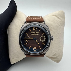 Vintage Panerai Automatic Movement Stainless Steel Body, Brown Dial, Leather Strap Men's Watch, Anniversary Gift, Birthday Gift For Him