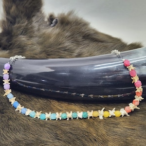 Rainbow Quartz and Rattlesnake Vertebrae Necklace